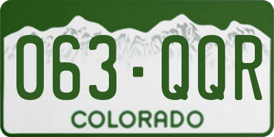 CO license plate 063QQR