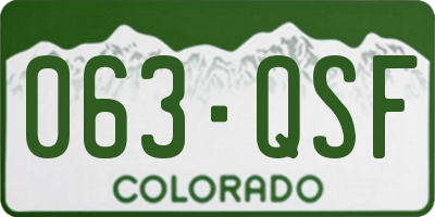 CO license plate 063QSF