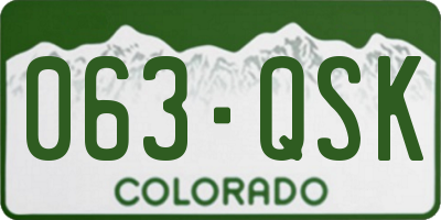 CO license plate 063QSK