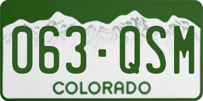CO license plate 063QSM