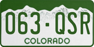 CO license plate 063QSR