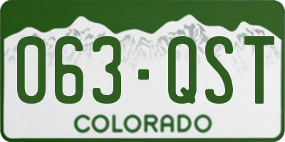 CO license plate 063QST