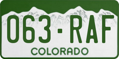 CO license plate 063RAF