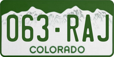 CO license plate 063RAJ