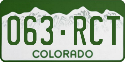 CO license plate 063RCT
