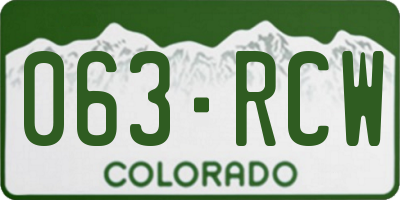 CO license plate 063RCW