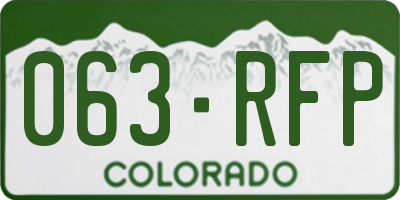 CO license plate 063RFP