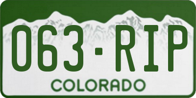 CO license plate 063RIP