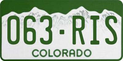 CO license plate 063RIS