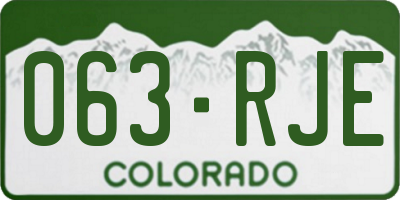 CO license plate 063RJE