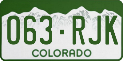 CO license plate 063RJK