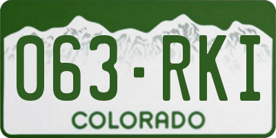 CO license plate 063RKI