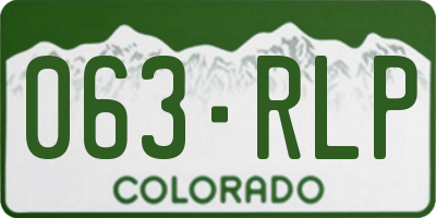 CO license plate 063RLP