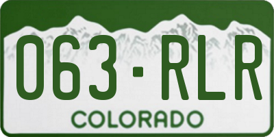 CO license plate 063RLR