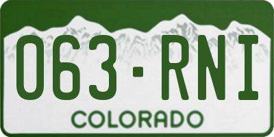 CO license plate 063RNI