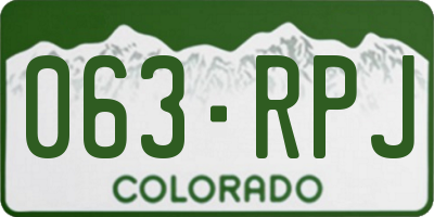 CO license plate 063RPJ
