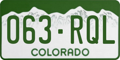 CO license plate 063RQL