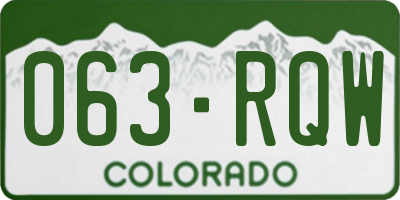 CO license plate 063RQW