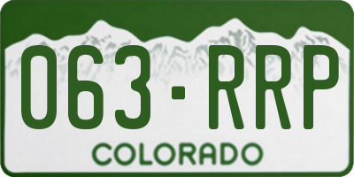 CO license plate 063RRP