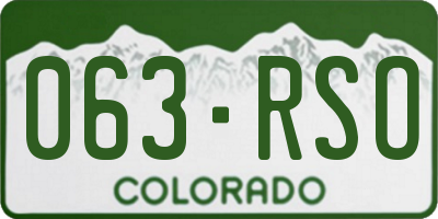 CO license plate 063RSO