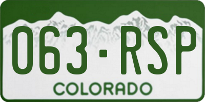 CO license plate 063RSP