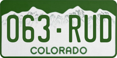 CO license plate 063RUD
