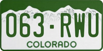 CO license plate 063RWU
