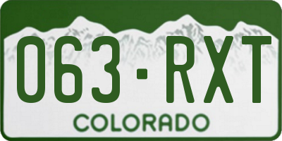 CO license plate 063RXT