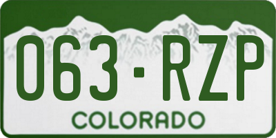 CO license plate 063RZP