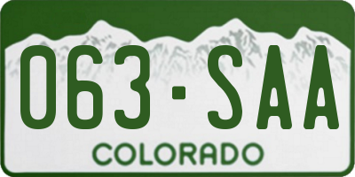 CO license plate 063SAA