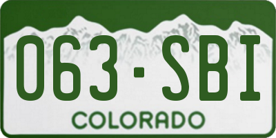 CO license plate 063SBI