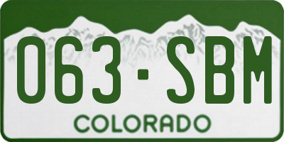 CO license plate 063SBM