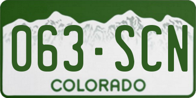CO license plate 063SCN