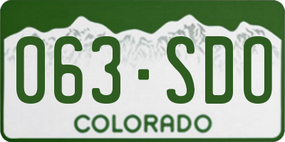 CO license plate 063SDO