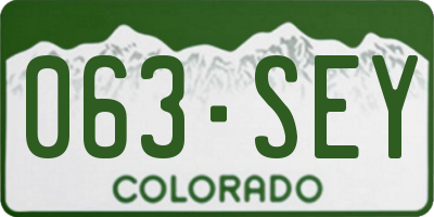 CO license plate 063SEY