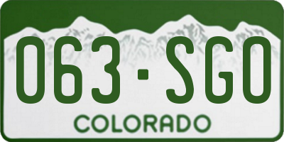 CO license plate 063SGO