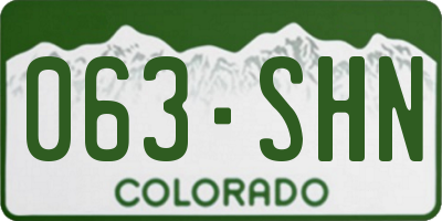 CO license plate 063SHN
