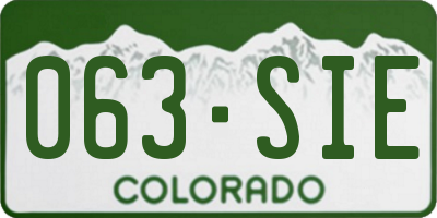 CO license plate 063SIE