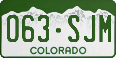 CO license plate 063SJM
