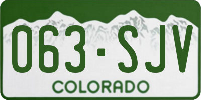CO license plate 063SJV