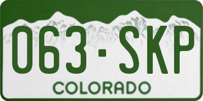 CO license plate 063SKP