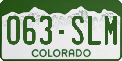 CO license plate 063SLM