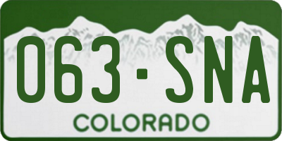 CO license plate 063SNA