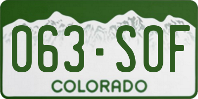CO license plate 063SOF