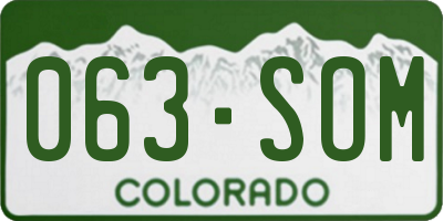 CO license plate 063SOM
