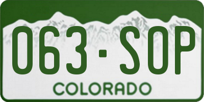 CO license plate 063SOP