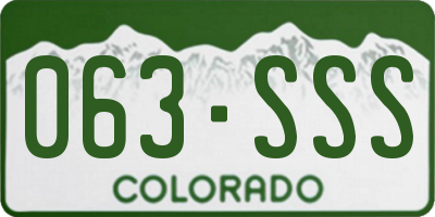 CO license plate 063SSS