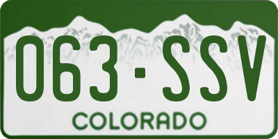 CO license plate 063SSV