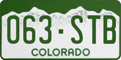 CO license plate 063STB