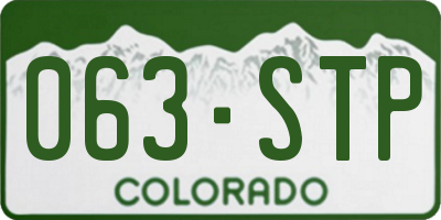CO license plate 063STP